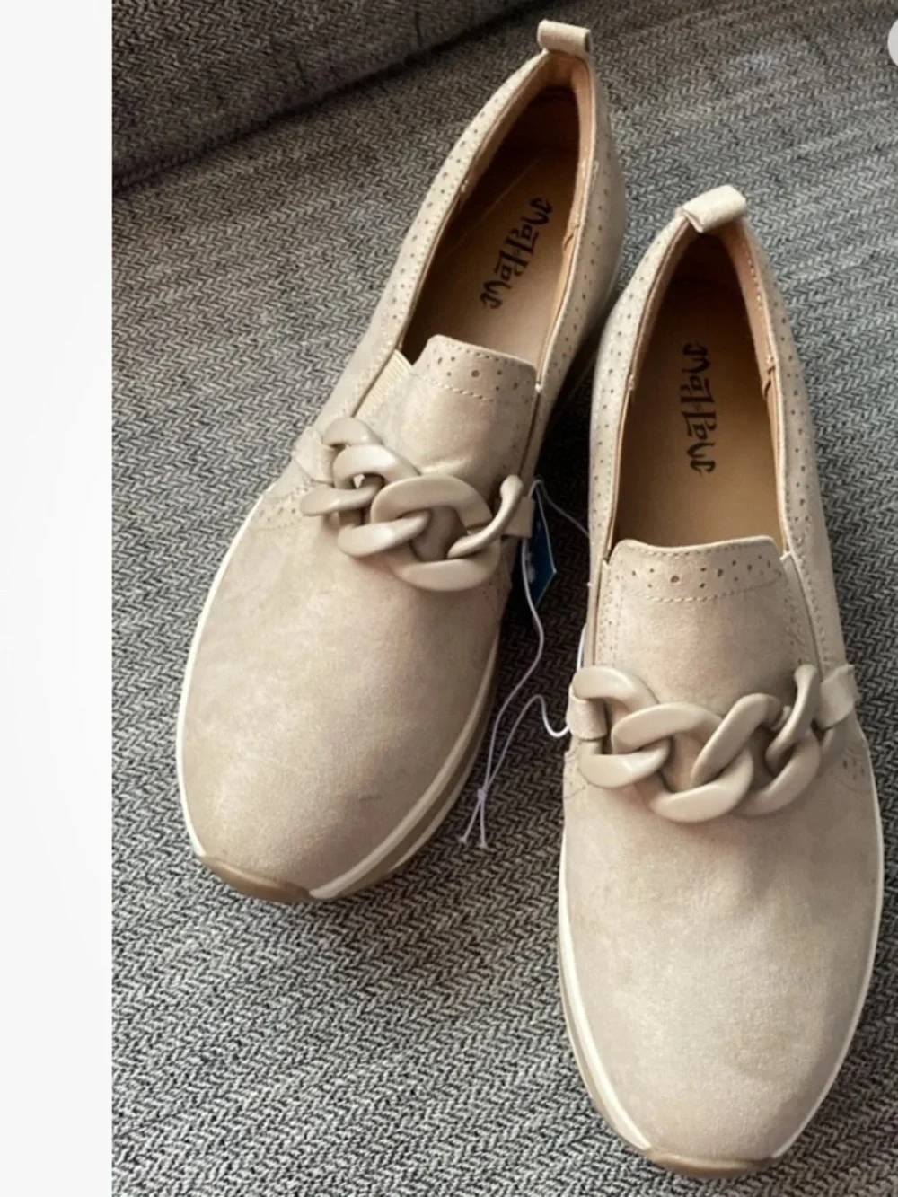 Size 11 Fits like 10-10.5 Mad Love Beige Chain Detail Wedge Loafers